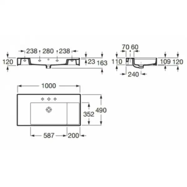Умивальник підвісний Roca Inspira Square 100х49 (A32752A000) Умивальник підвісний Roca Inspira Square 100х49 (A32752A000)