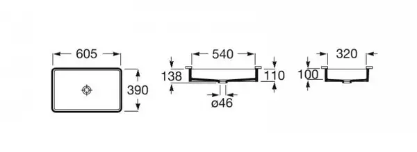 Умивальник вбудований Roca Inspira Square 56х35 (A327535000)
