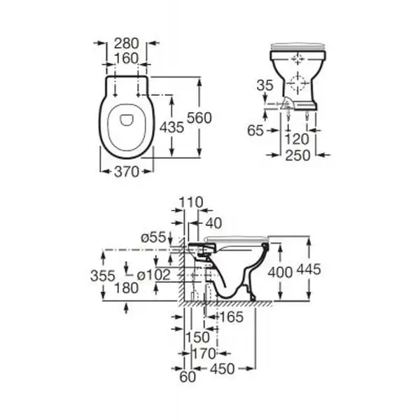 Унітаз підлоговий Roca Carmen Rimless 56х37 (A3440A9000)