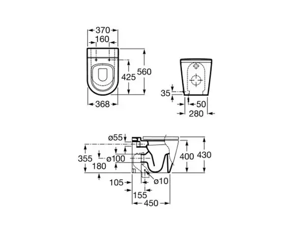 Унітаз підлоговий Roca Inspira Round Rim 56х37 (A347527000)