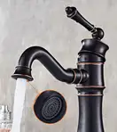 Смеситель для раковины (умывальника) REA VINTAGE OLD BLACK черный низкий (REA-B0226)