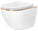 Подвесной унитаз REA CARLO WHITE MINI FLAT GOLD EDGE белый (REA-C1222)