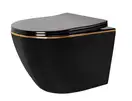 Подвесной унитаз REA CARLO BLACK MINI FLAT GOLD EDGE черный (REA-C8800)