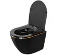 Подвесной унитаз REA CARLO BLACK MINI FLAT GOLD EDGE черный (REA-C8800)