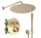 Душевая система с термостатом REA MILER BRUSHED GOLD + BOX скрытого монтажа (REA-P6716)