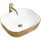 Умывальник (раковина) REA FLORIA BRUSHED GOLD WHITE накладной (REA-U0027)