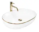 Умывальник (раковина) REA CLEO 61 WHITE GOLD EDGE накладний білий (REA-U6211)