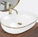 Умывальник (раковина) REA CLEO 61 WHITE GOLD EDGE накладний білий (REA-U6211)