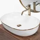 Умывальник (раковина) REA CLEO 61 WHITE GOLD EDGE накладний білий (REA-U6211)