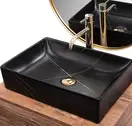 Умывальник (раковина) REA INGA BLACK MARBLE MATT накладной (REA-U8006)