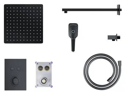 Душовий гарнітур прихованого монтажу Corsan Plomeria BLACK+BOX чорний з термостатом (646994) Душовий гарнітур прихованого монтажу Corsan Plomeria BLACK+BOX чорний з термостатом (646994)