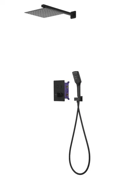 Душовий гарнітур прихованого монтажу Corsan Plomeria BLACK+BOX чорний з термостатом (646994) Душовий гарнітур прихованого монтажу Corsan Plomeria BLACK+BOX чорний з термостатом (646994)