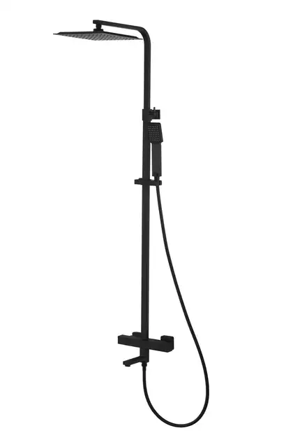 Душевой гарнитур Corsan ANGO BLACK MATT с термостатом и изливом (CMN02TBLW)