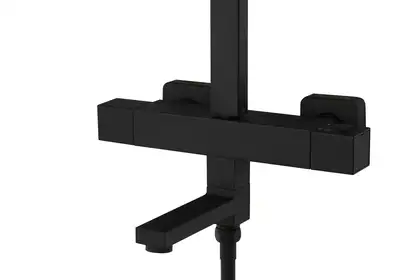 Душевой гарнитур Corsan ANGO BLACK MATT с термостатом и изливом (CMN02TBLW)