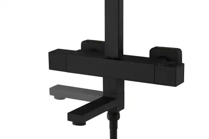 Душевой гарнитур Corsan ANGO BLACK MATT с термостатом и изливом (CMN02TBLW)