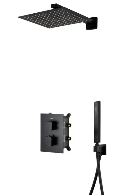 Душевая система с термостатом CORSAN ADOUR BLACK + BOX скрытого монтажа (Z01TBL)