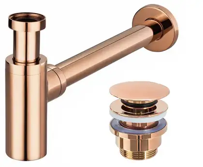 Сифон универсальный для раковины (умывальника) REA ROSE GOLD CLICK-KLAK розовое золото (REA-A8541)