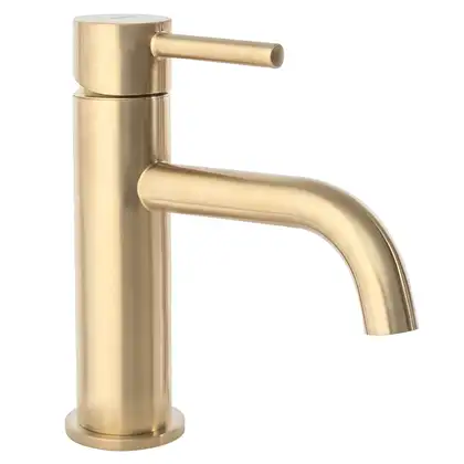Смеситель для раковины (умывальника) REA LUNGO BRUSHED GOLD низкий (REA-B4527)