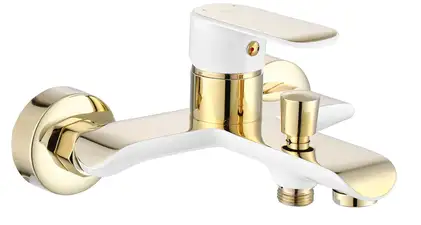 Смеситель для ванны REA BLOOM WHITE GOLD белый/золото настенный с изливом (REA-B9932)