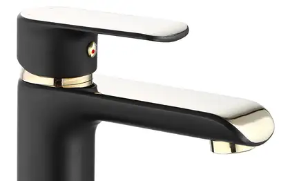 Смеситель для раковины (умывальника) REA  BLOOM BLACK GOLD низкий (REA-B9933)