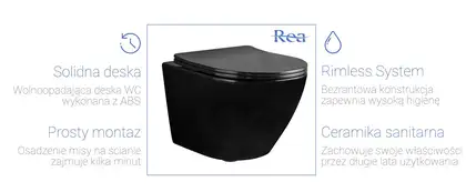 Rea Carlo Mini Подвесной унитаз, черный матовый (REA-C8489)