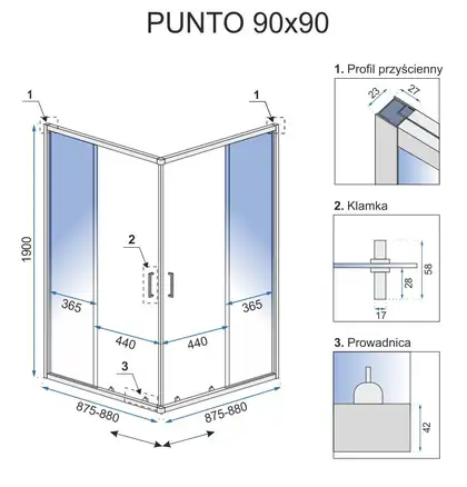 Душевая кабина REA PUNTO 90х90 (REA-K0867)