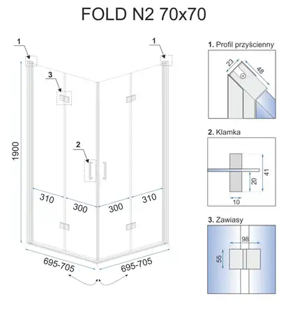Душевая кабина REA FOLD N2 90х90 (REA-K9991)