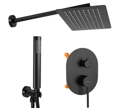 Rea Oval Black Душевая система скрытого монтажа, черная (REA-P8467)