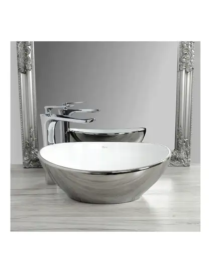 Умивальник (раковина) REA SOFIA SILVER / WHITE накладний сріблястий / білий (REA-U0420) Умивальник (раковина) REA SOFIA SILVER / WHITE накладний сріблястий / білий (REA-U0420)