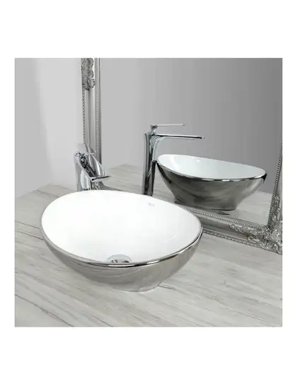 Умивальник (раковина) REA SOFIA SILVER / WHITE накладний сріблястий / білий (REA-U0420) Умивальник (раковина) REA SOFIA SILVER / WHITE накладний сріблястий / білий (REA-U0420)