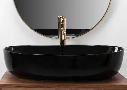 Rea Cleo Black Умывальник накладной, черный (REA-U6757) Rea Cleo Black Умывальник накладной, черный (REA-U6757)