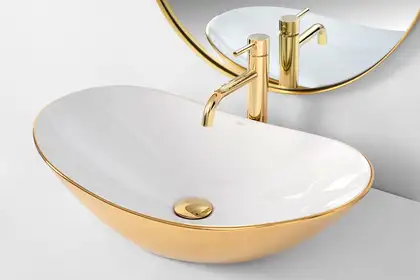 Умывальник (раковина) REA ROYAL GOLD WHITE накладной (REA-U7808)