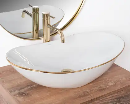 Умывальник (раковина) REA ROYAL GOLD EDGE накладной белый (REA-U8570)