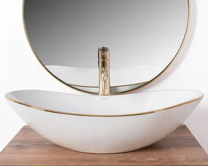 Умывальник (раковина) REA ROYAL GOLD EDGE накладной белый (REA-U8570)