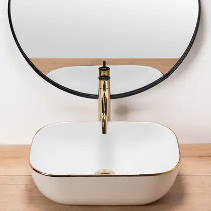 Умывальник (раковина) REA BELINDA WHITE GOLD EDGE накладной (REA-U8736) Умывальник (раковина) REA BELINDA WHITE GOLD EDGE накладной (REA-U8736)