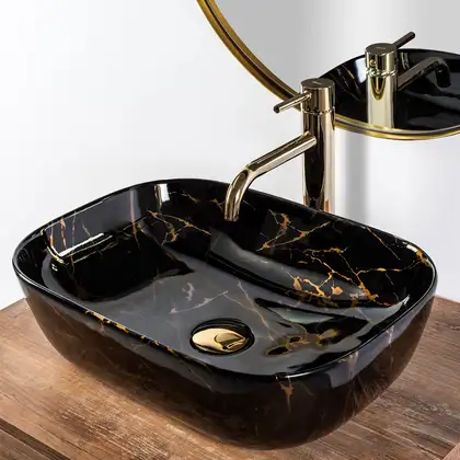 Умывальник (раковина) REA BELINDA BLACK MARBLE SHINY накладной черный (REA-U8907) Умывальник (раковина) REA BELINDA BLACK MARBLE SHINY накладной черный (REA-U8907)