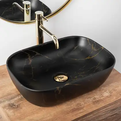 Умывальник (раковина) REA BELINDA BLACK MARBLE MAT накладной черный матовый (REA-U8908)
