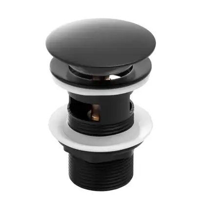 Донный клапан для умывальника Yoka KLIK-KLAK BLACK с переливом черный (BK.POP-14-ZP-BLK)