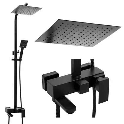 Душевой гарнитур Yoka CUBE 25 BLACK черный с изливом (BP.CUBE-25-BLK)