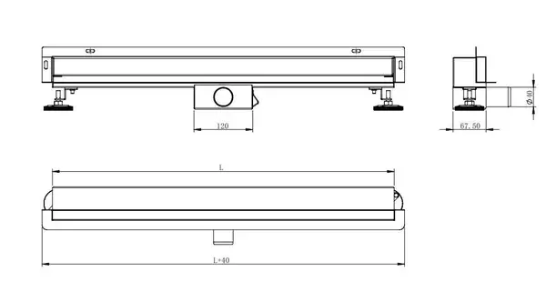 Трап для душа MEXEN FLAT WALL 2В1 BLACK 120 см. (MEX-1730120)