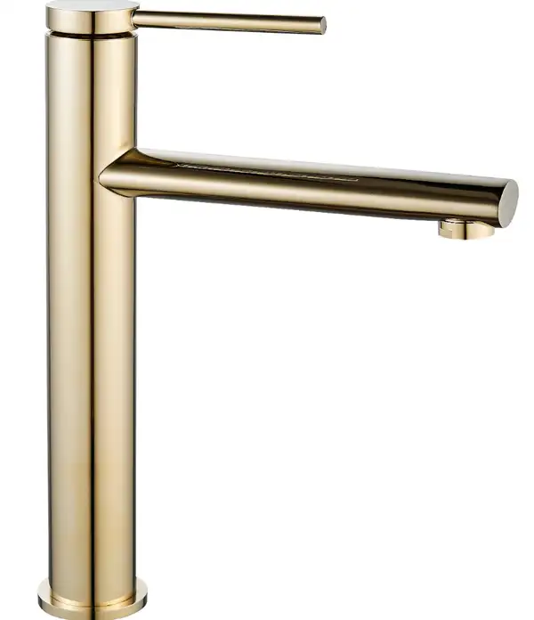Смеситель для раковины (умывальника) REA OVAL GOLD золотой высокий (REA-B6513)