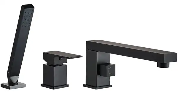 Смеситель для ванны REA GLEN BLACK черный трехкомпонентный на борт ванны (REA-B6630)