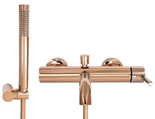 Смеситель для ванны и душа REA LUNGO ROSE GOLD настенный с изливом (REA-B6695) Смеситель для ванны и душа REA LUNGO ROSE GOLD настенный с изливом (REA-B6695)