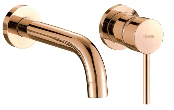 Смеситель для раковины (умывальника) REA LUNGO ROSE GOLD розовое золото настенный скрытого монтажа (REA-B8548)