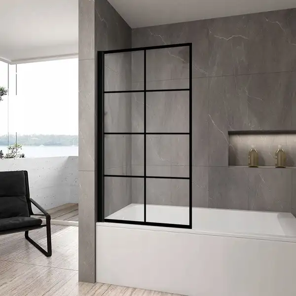 Шторка для ванны REA LAGOS-1 BLACK 80 подвижная (REA-K4570)