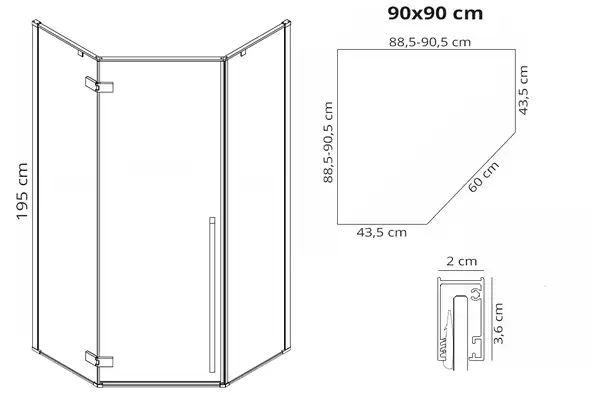 Душевая кабина REA DIAMOND GOLD 90х90 (REA-K4904)