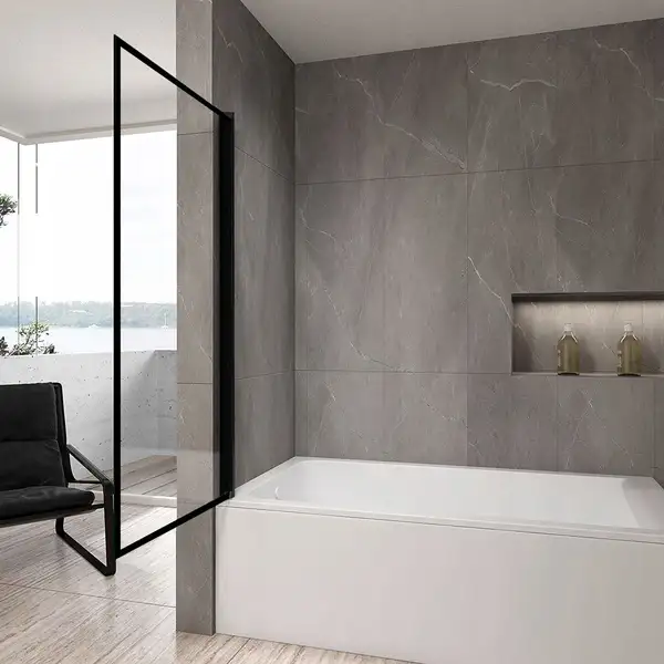 Шторка для ванны REA LAGOS BLACK 80 подвижная (REA-K7633)