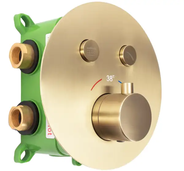 Душевая система с термостатом REA MILER BRUSHED GOLD + BOX скрытого монтажа (REA-P6716)