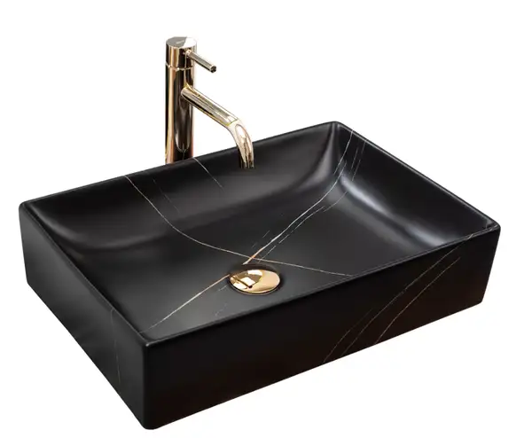 Умывальник (раковина) REA INGA BLACK MARBLE MATT накладной (REA-U8006)