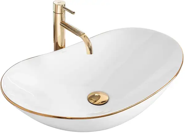 Умывальник (раковина) REA ROYAL GOLD EDGE накладной белый (REA-U8570) Умывальник (раковина) REA ROYAL GOLD EDGE накладной белый (REA-U8570)